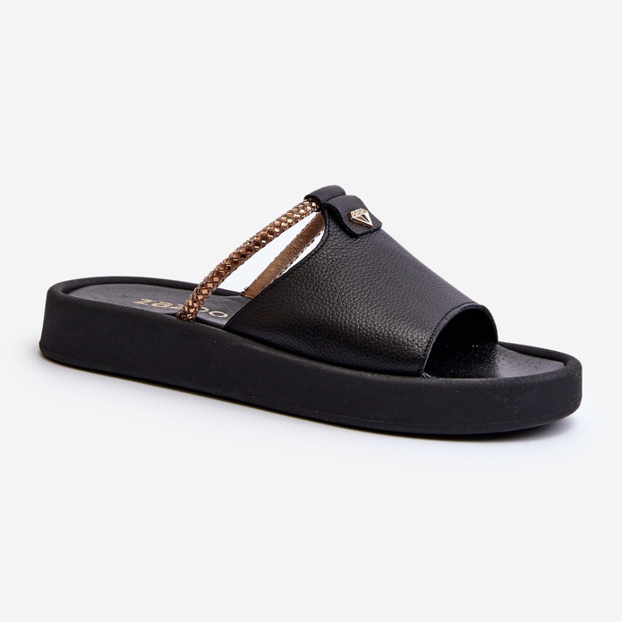 Zazoo 2896 läderflip-flops dam, svart 1