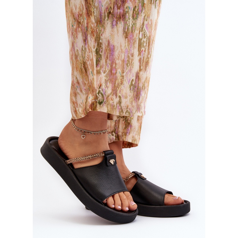 Zazoo 2896 läderflip-flops dam, svart 2