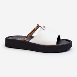 Zazoo 2896 läderflip-flops för kvinnor, vit 2