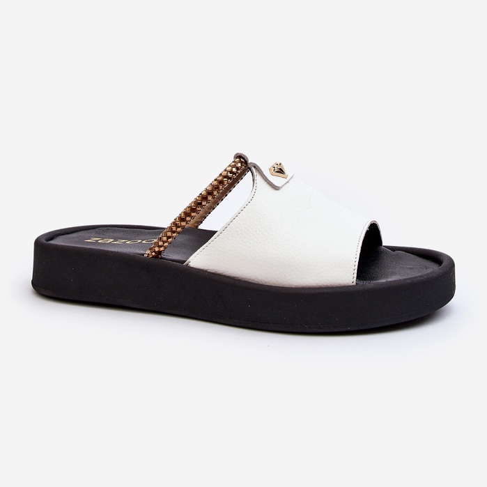 Zazoo 2896 läderflip-flops för kvinnor, vit 2