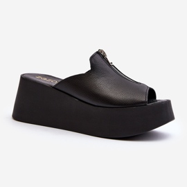 Zazoo 2916 flip-flops dam på en stor plattform med dragkedja, svart 2