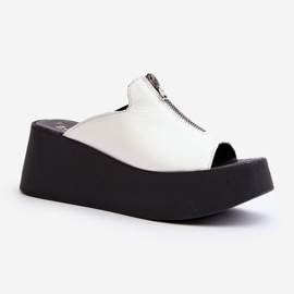 Zazoo 2916 flip-flops dam på en stor plattform med dragkedja, vit 1