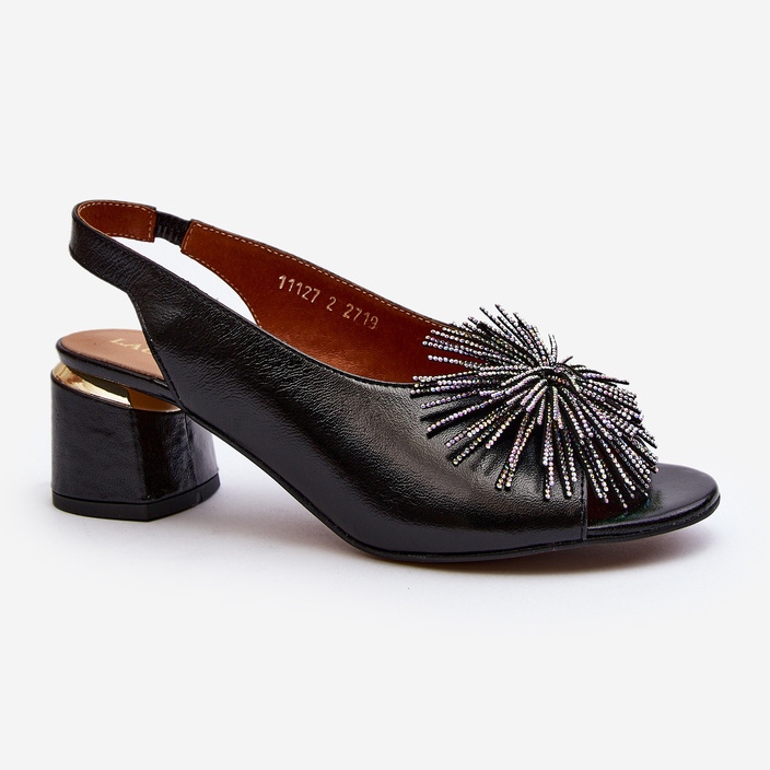 Lädersandaler Med Dekoration Laura Messi 2719 Svart 2
