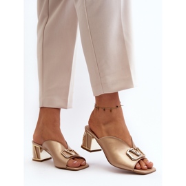 Eleganta högklackade flip-flops för kvinnor Laura Messi 2771 guld gyllene 1