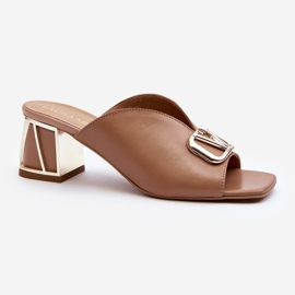 Elegant flip-flops med hög klack för kvinnor Laura Messi 2771 Beige 4