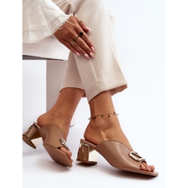 Elegant flip-flops med hög klack för kvinnor Laura Messi 2771 Beige 5