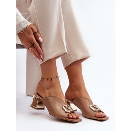 Elegant flip-flops med hög klack för kvinnor Laura Messi 2771 Beige 6