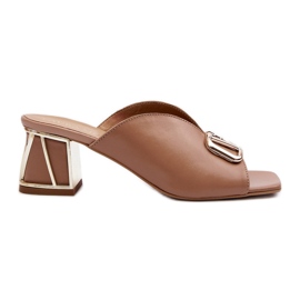 Elegant flip-flops med hög klack för kvinnor Laura Messi 2771 Beige 7