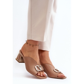 Elegant flip-flops med hög klack för kvinnor Laura Messi 2771 Beige 8