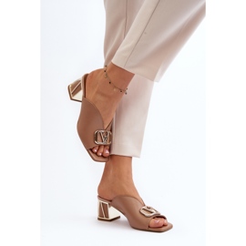 Elegant flip-flops med hög klack för kvinnor Laura Messi 2771 Beige 9