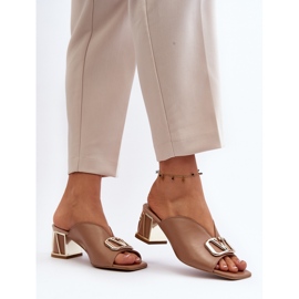 Elegant flip-flops med hög klack för kvinnor Laura Messi 2771 Beige 11