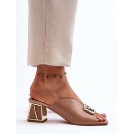 Elegant flip-flops med hög klack för kvinnor Laura Messi 2771 Beige 12