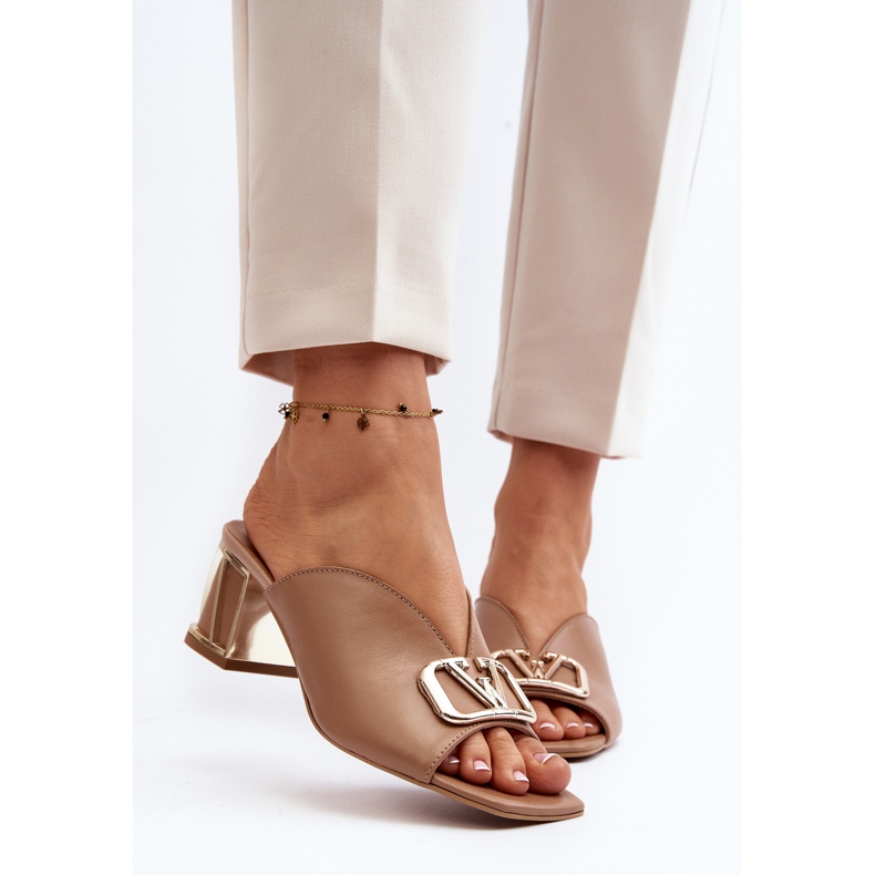 Elegant flip-flops med hög klack för kvinnor Laura Messi 2771 Beige 1