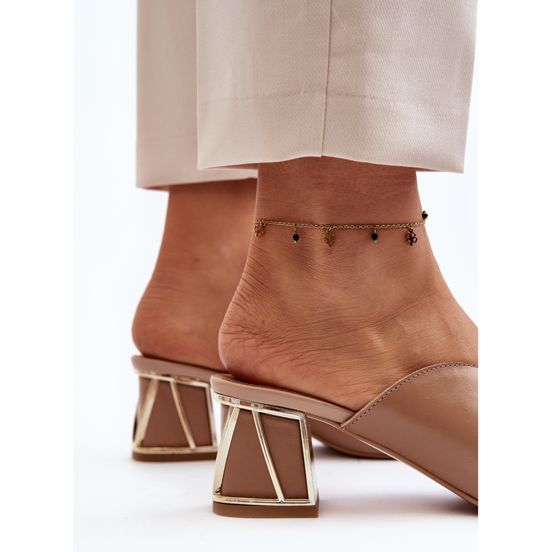 Elegant flip-flops med hög klack för kvinnor Laura Messi 2771 Beige 2