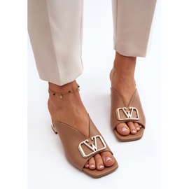 Elegant flip-flops med hög klack för kvinnor Laura Messi 2771 Beige 3
