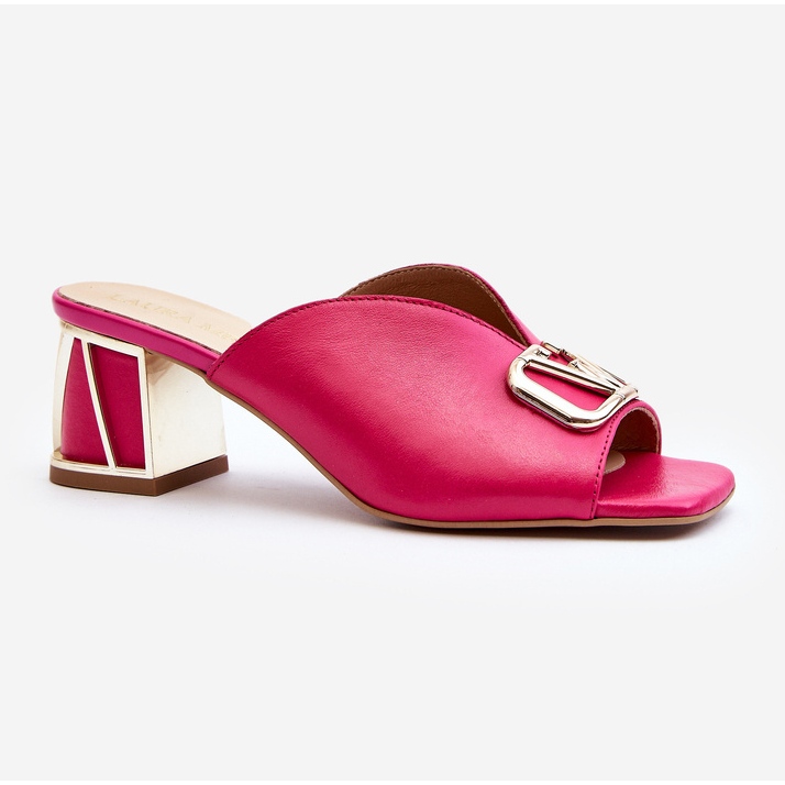 Elegant flip-flops med hög klack för kvinnor Laura Messi 2771 Fuchsia rosa 2