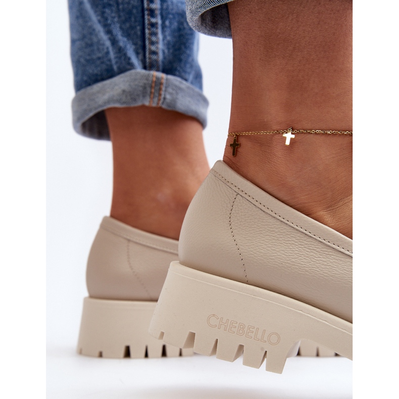 Damläder Loafers med fransar CheBello 3096 Beige 1