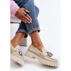 Damläder Loafers med fransar CheBello 3096 Beige 2