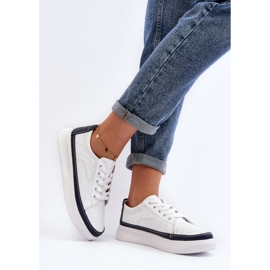 Sergio Leone Damsportskor i läder Sneakers Vita och Marinblå Failla 2