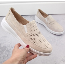 Genombrutna sportskor för kvinnor i läder T.Sokolski 278 grå 1