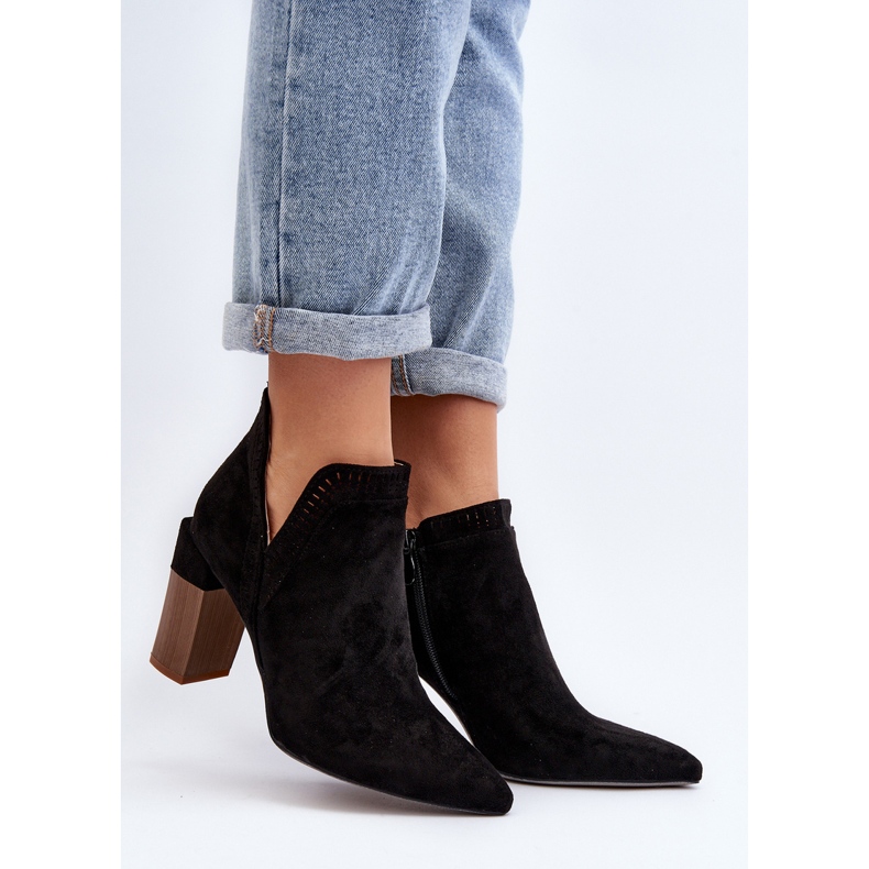 Svarta Vailen högklackade ankelstövlar med genombrutna mönster 2