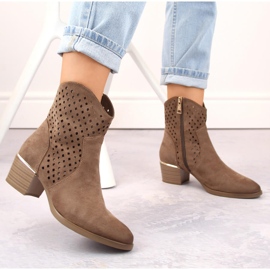 Genombrutna cowboystövlar för dam i mocka, brun, Vinceza 58239 2