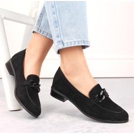 Genombrutna högklackade mockaskor för kvinnor, svarta Potocki SZ12052 1