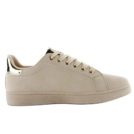 Sweet lips sneakers med patchar FB-15 BEIGE / GULD 2