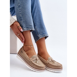 Genombrutna mockasiner för kvinnor Golden Twista gyllene 1