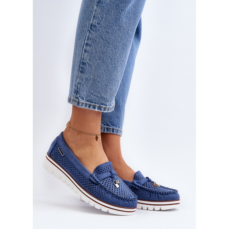 Genombrutna mockasiner för kvinnor Blå Twista 2