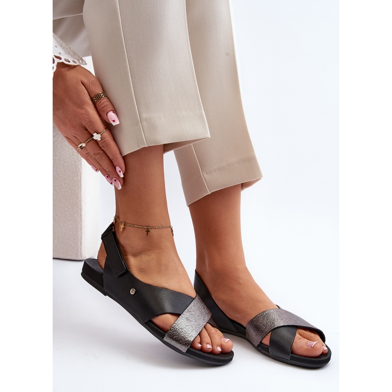 Zazoo 40141 Lädersandaler med kardborreband, svart 1