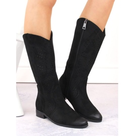 Vinceza W JAN264A genombrutna stövlar i svart mocka 1