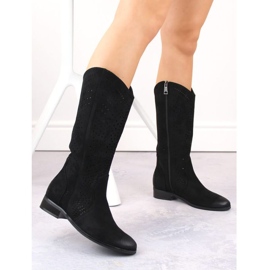 Vinceza W JAN264A genombrutna stövlar i svart mocka 2