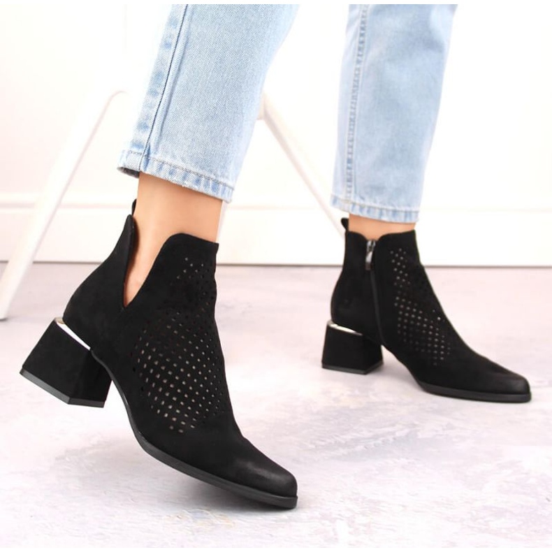 Högklackade stövlar i mocka Potocki W WOL213A, svarta 2