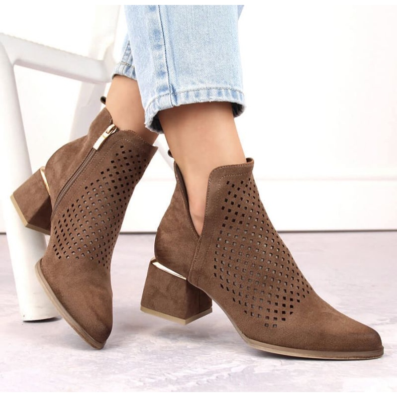 Potocki W WOL213B högklackade stövlar i mocka, bruna 1