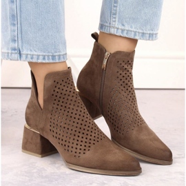 Potocki W WOL213B högklackade stövlar i mocka, bruna 2