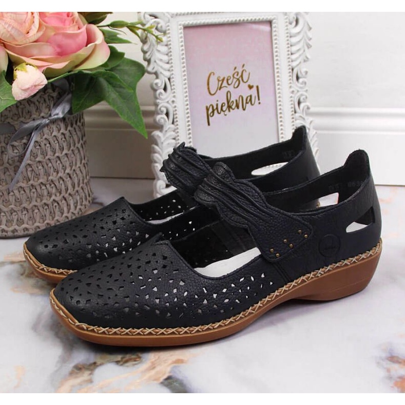 Rieker W RKR139 läderskor, marinblå 2