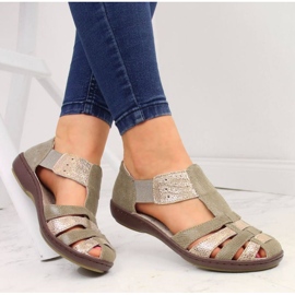 T.Sokolski W SCA168A lädersandaler, beige och guld 2