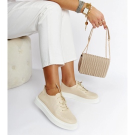 Beige perforerade Laytonville sneakers 1