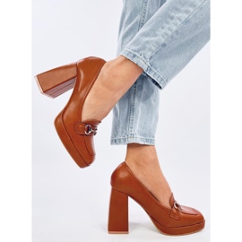 Albers Camel högklackade loafers brun 2