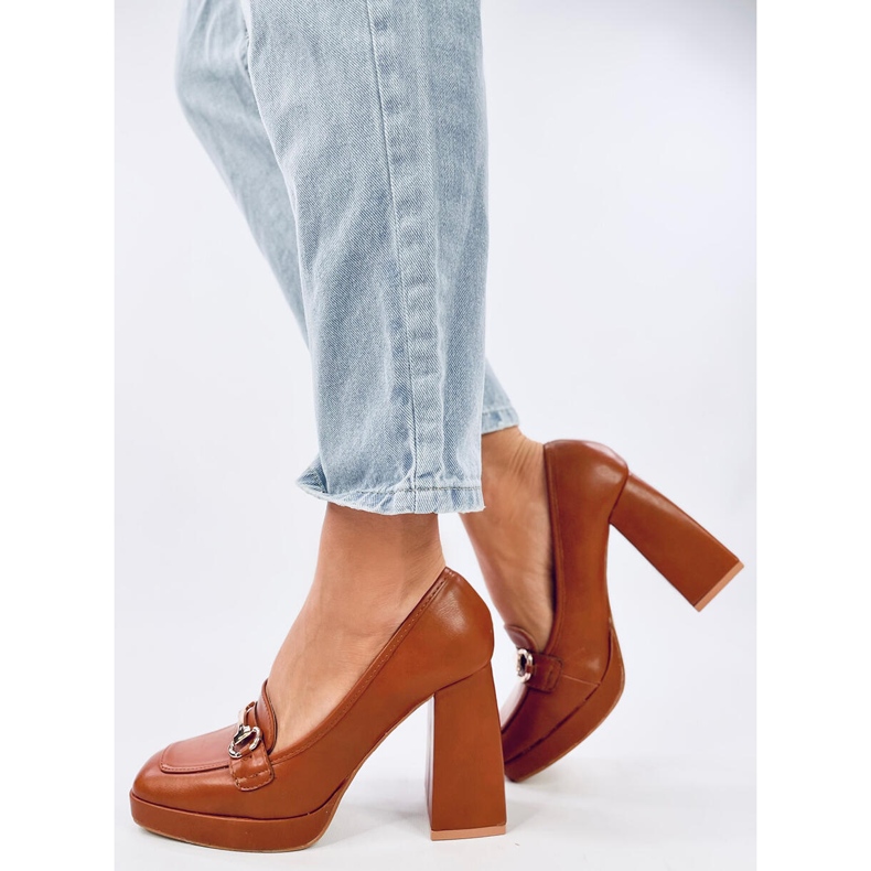 Albers Camel högklackade loafers brun 1