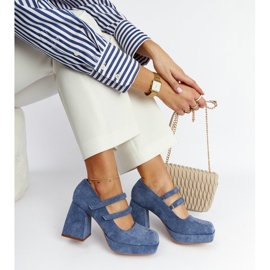 Chers blå pumps med en massiv blockklack 1