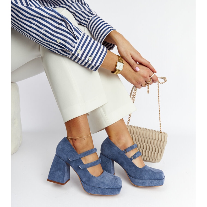 Chers blå pumps med en massiv blockklack 1
