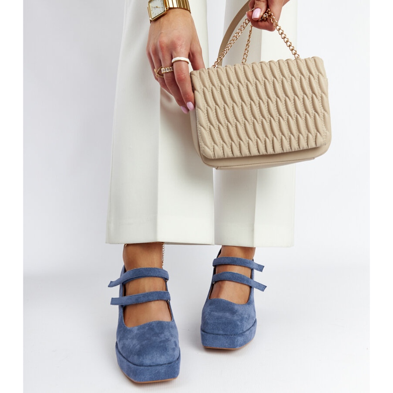 Chers blå pumps med en massiv blockklack 2