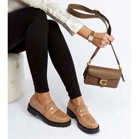 Bruna loafers dekorerade med Newport-rhinestones 1