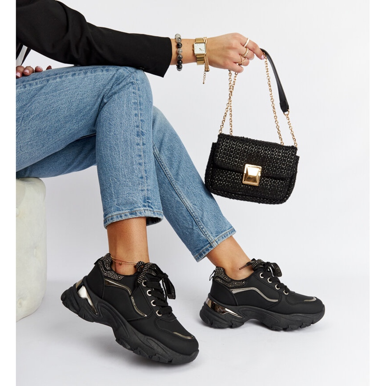 Svarta massiva sneakers med euklidiska strass 1