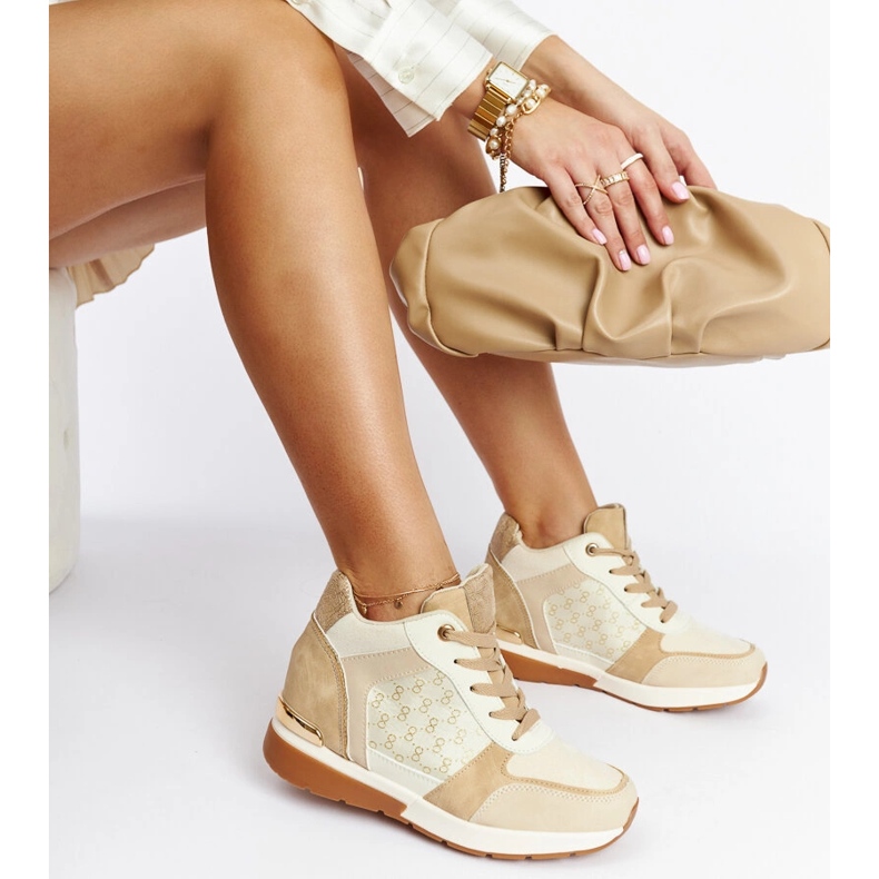Beige Chestnut wedge sneakers 1