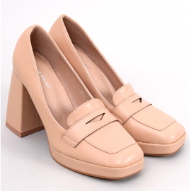 Entee Nude högklackade loafers beige 1