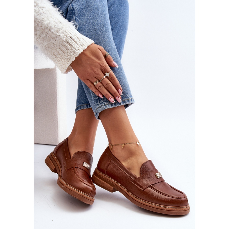 Zazoo 20165 lädermockasiner för kvinnor, brun 1