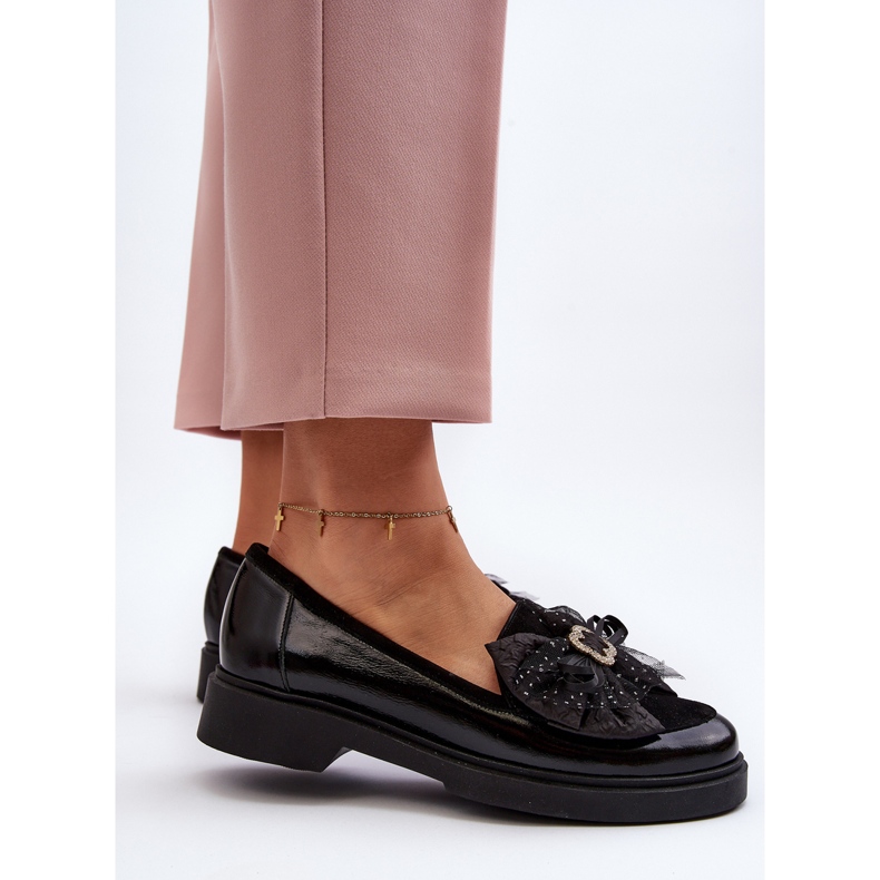 Lackmockasiner för kvinnor med rosett Laura Messi 2786 Svart 1
